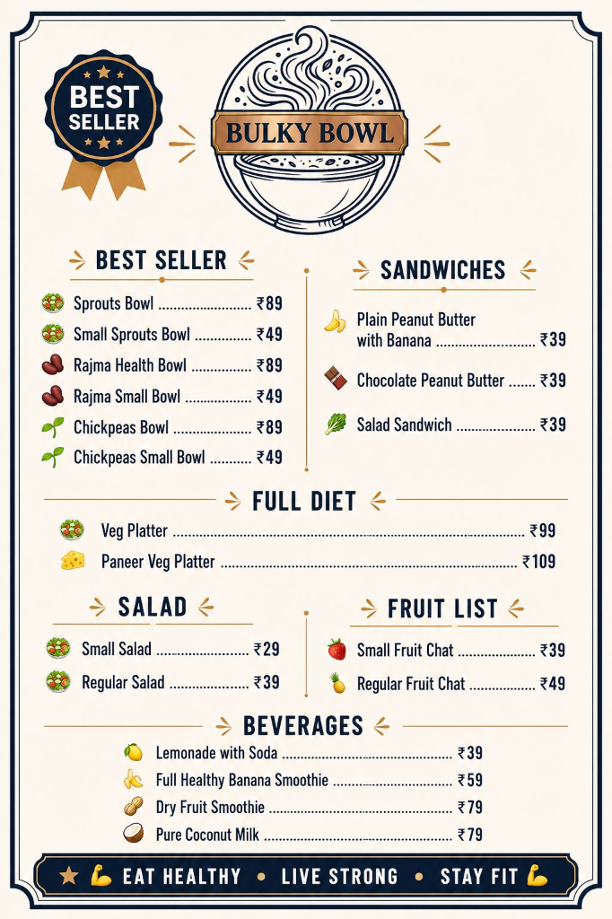 Official Menu Card